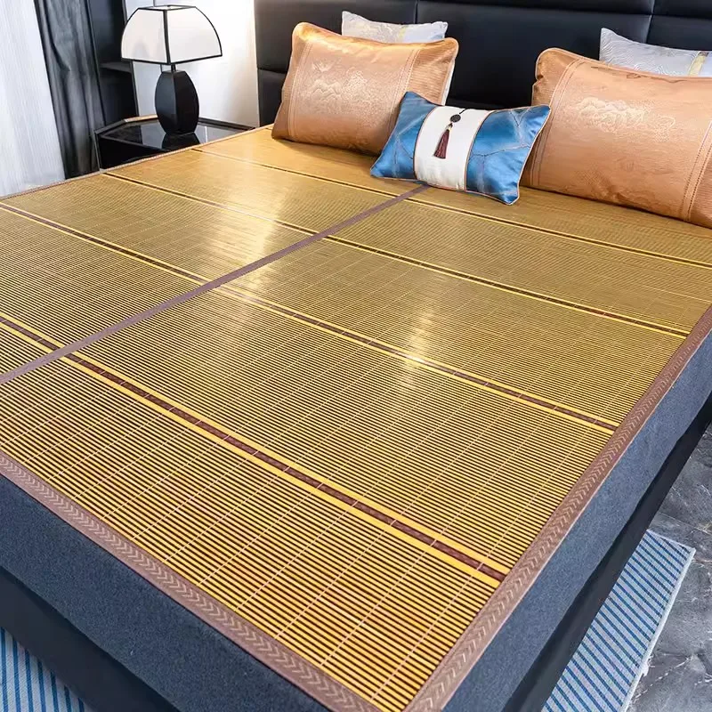 Bamboo Mat Cool Mat Summer Mattress Topper Pad Naked Sleeping Rattan Mat Mattress Foldable Ice Silk Mat dual-use Double-sided