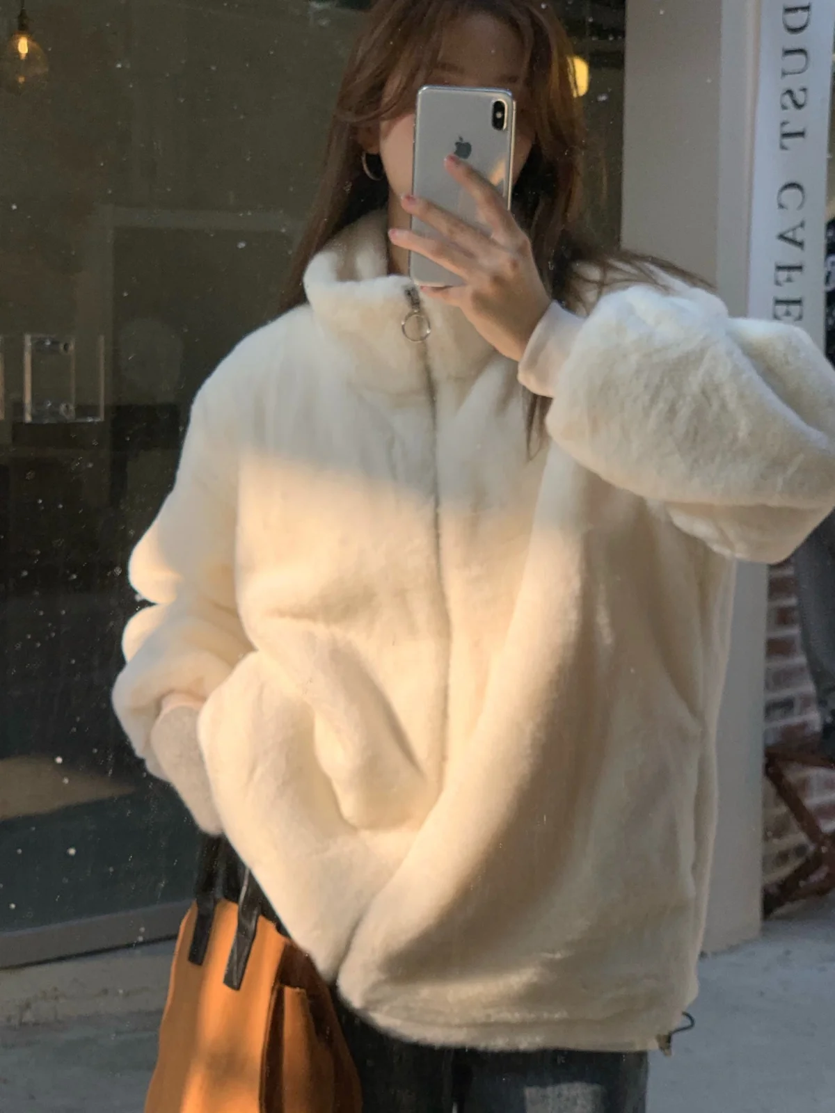 

Lamb Fur Jaet Women's ort Thiened Autumn Winter New Sle Simulation Rabbit Fur Coat Small Size Ladies' Outerwear