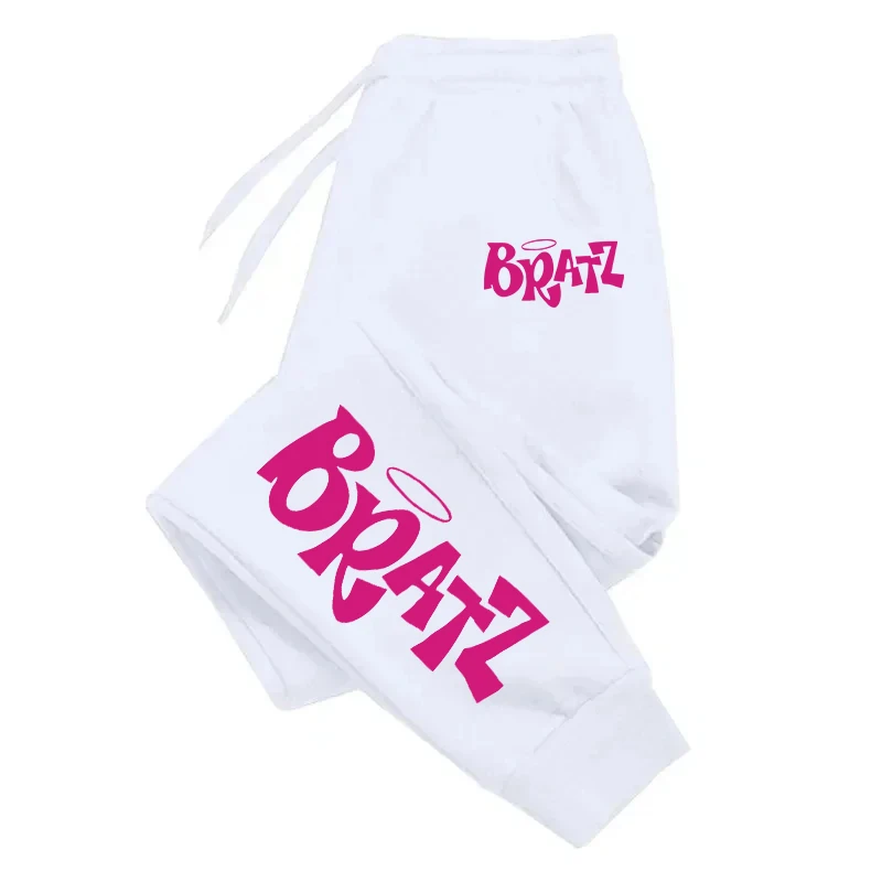 Bratz Pink Letter Print Casual Versatile Women Pants Fashion Trendy Hip Hop Trousers With Drawstring Pockets Sweatpants Female