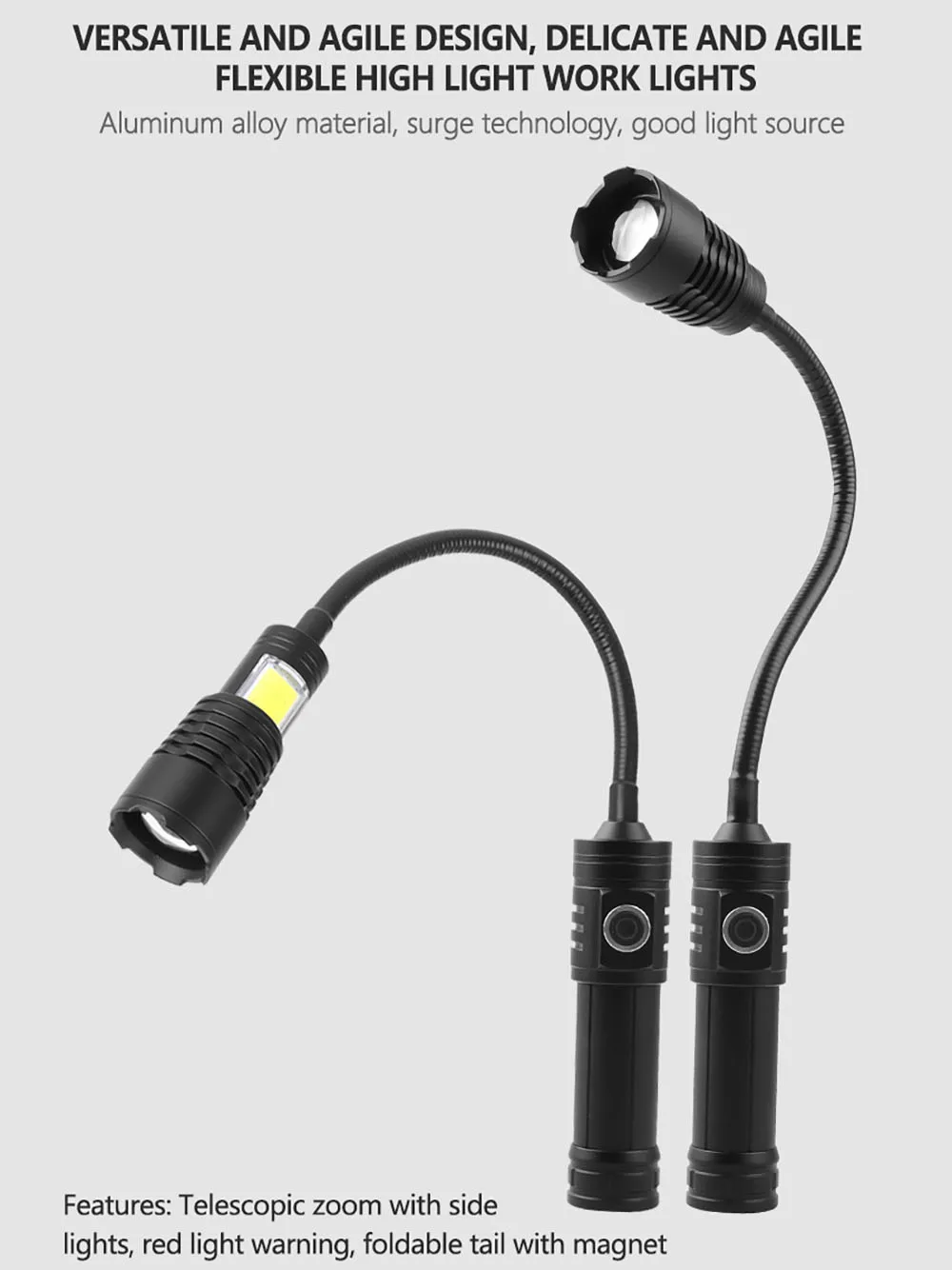 Outdoor reading lights LED Flashlight Flexible COB LED Work Light Magnetic Car Repairing Inspection Lamp Outdoor Camping Emergen