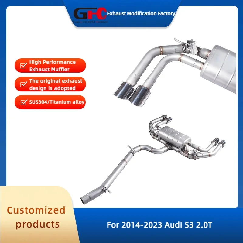 

Выхлопная труба GFC Catback Valvetronic для Audi S3 2.0T 2014-2023, высокопроизводительная система глушителя с клапаном из нержавеющей стали