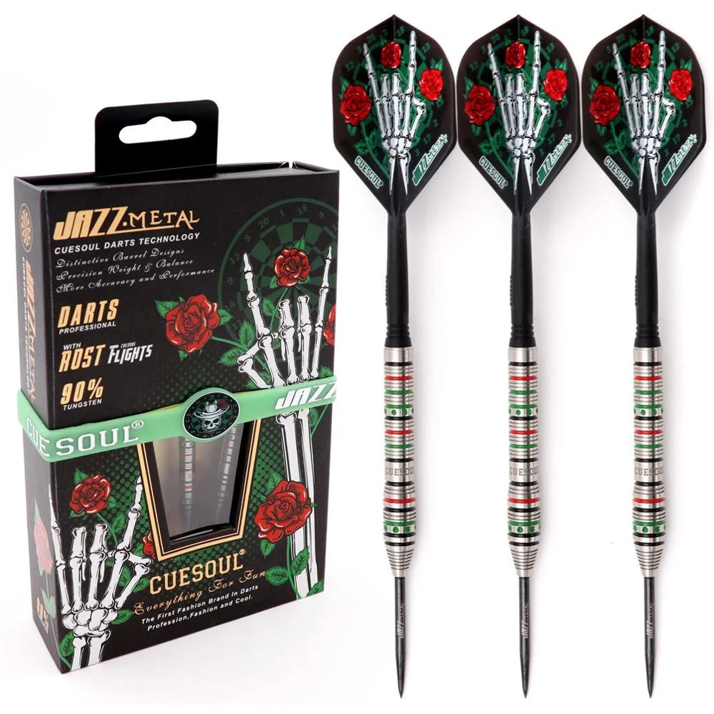 

CUESOUL JAZZ-METAL 21/23/25g Steel Tip Darts 90% Tungsten Dart Set with Integrated ROST Dart Flights and Wristband