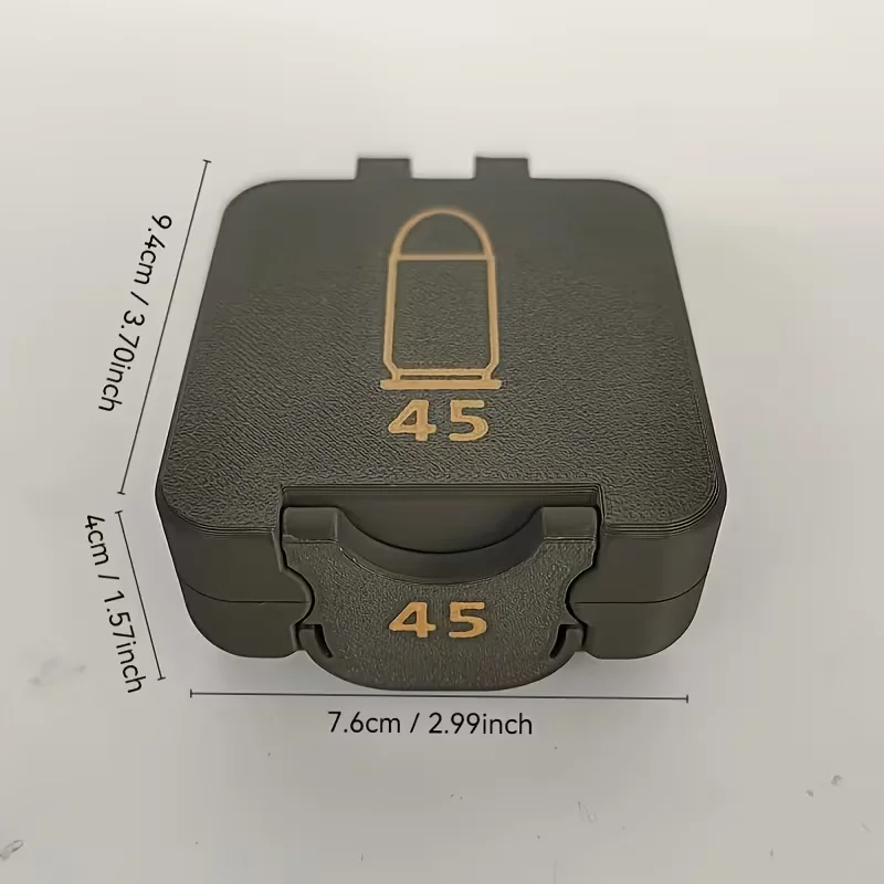 Mini-Munitionsbox für 45 ACP, Fassungsvermögen für 25 Schuss, Deckel mit Schnappverschluss und herausnehmbarem Innenfutter, kompakte Munitionsbox für Pistolen. – Detail 1