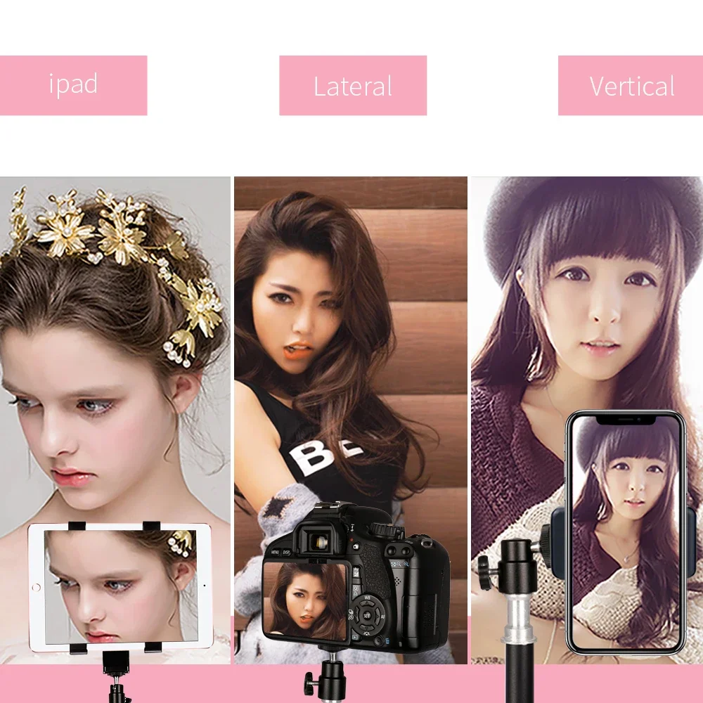 Fotografia selfie luz tripé suporte com 1/4 cabeça de parafuso bluetooth-compatível clipe de telefone remoto portátil para mini estúdio de fotos
