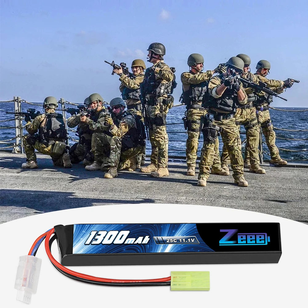 1/2Units Zeee Airsoft Battery 3S 11.1V 25C 1300mAh Stick Battery with Mini Tamiya Plug for Airsoft Guns Rifle Lipo Battery Parts