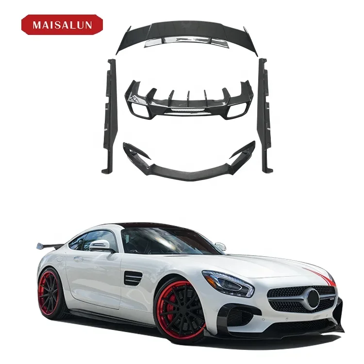 Automotive Spare Parts R style Carbon Fiber Body Kit For Benz AMG GT GTS Front Lip Rear Diffuser Side Skirts Spoiler Bodykit