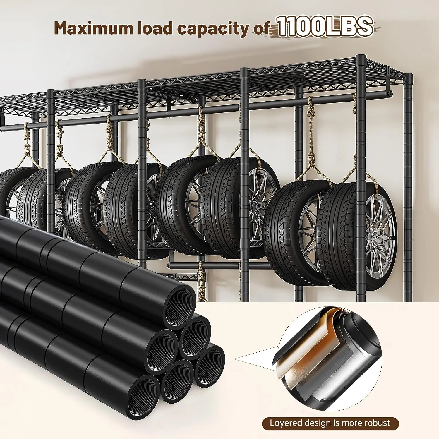 Heavy Duty Freestanding Closet Storage Rack 1100LBS Metal Garment Organizer Wardrobe, Customized