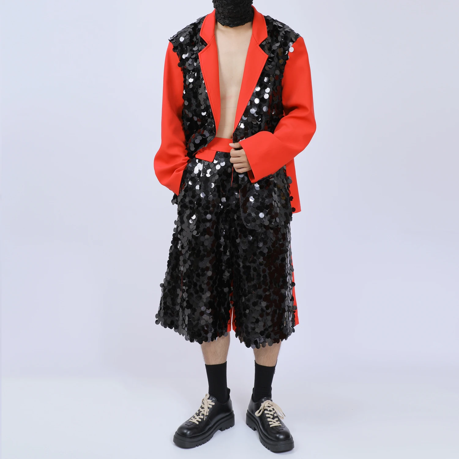 Men's 2025 Autumn New Suit Jackets Cropped Pants Fashion Sets High-End Light Luxury Sequin Design 2pcs Sparkling Two-Piece Sets