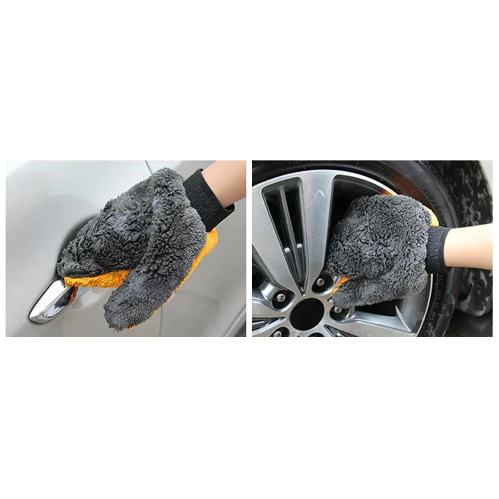 Car Washing Gloves Plush Soft Microfibre Car Cleaning Brush Water Absorption Car Body Washing Glove Duster Clearner Supplies