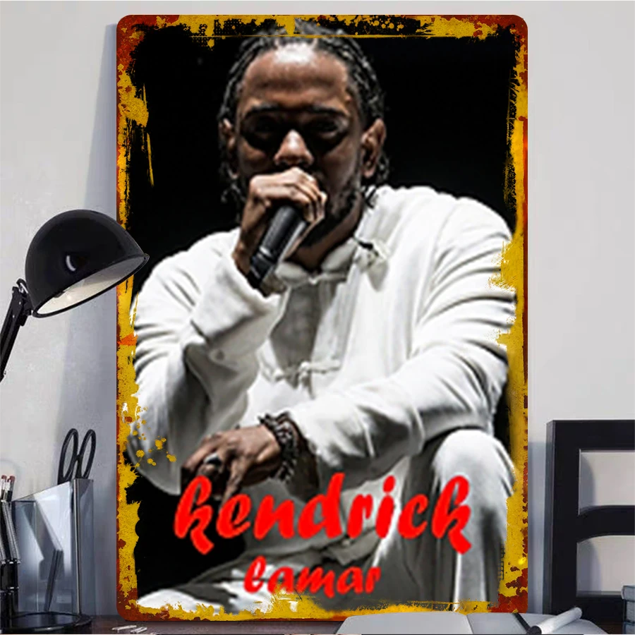 Kendrick Lamar Music Star Metal Wall Art Custom Singer Poster Decor for Bedroom Living Room Home Decoration