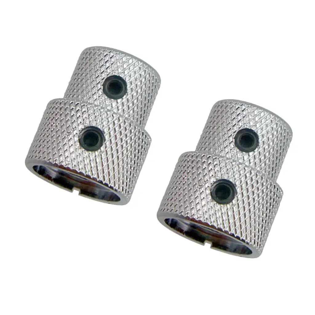 2x2pcs Electric Guitar Bass Concentric Volume Tone Control Knobs Silver