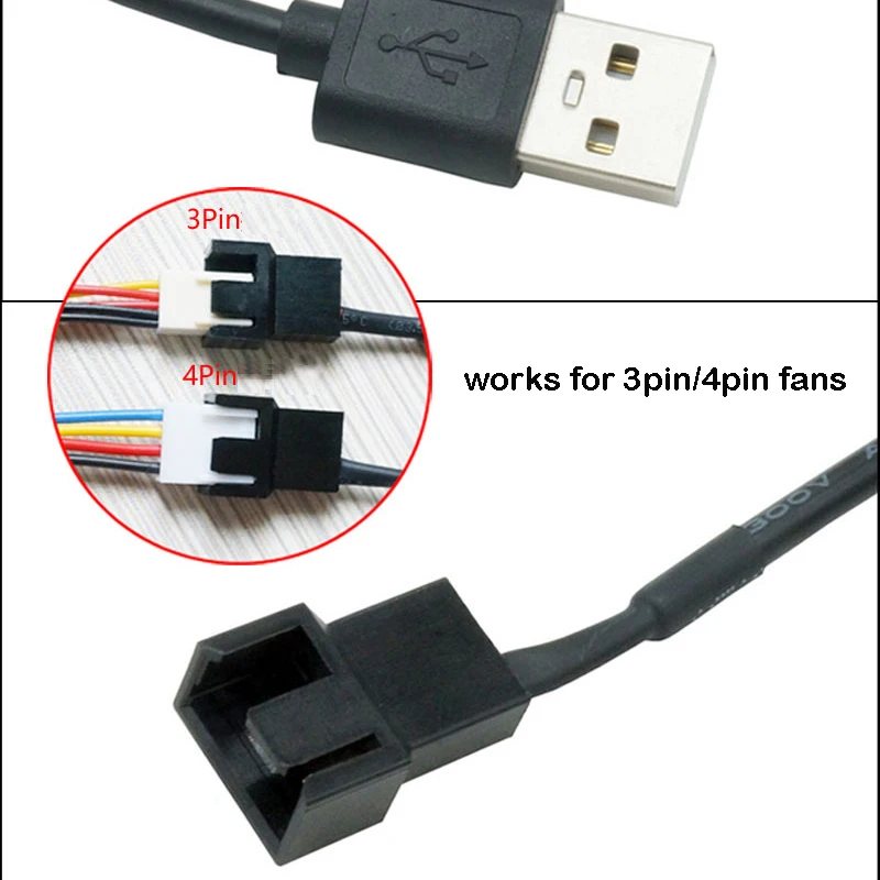 USB to 4Pin Fan Convert Cable with Adjust Switch PWM 5V to 12V Boots Cable USB Sleeved PC Fan Power Adapter USB 3pin Connector