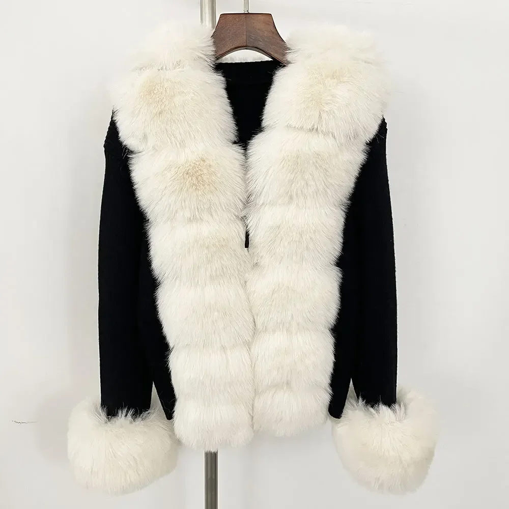 Woman Faux Fur Coats Winter Clothes Coat with Fur Sleeve Female Outer Fashion Winter New Luxury Manteau Femme Fur Collar Coat