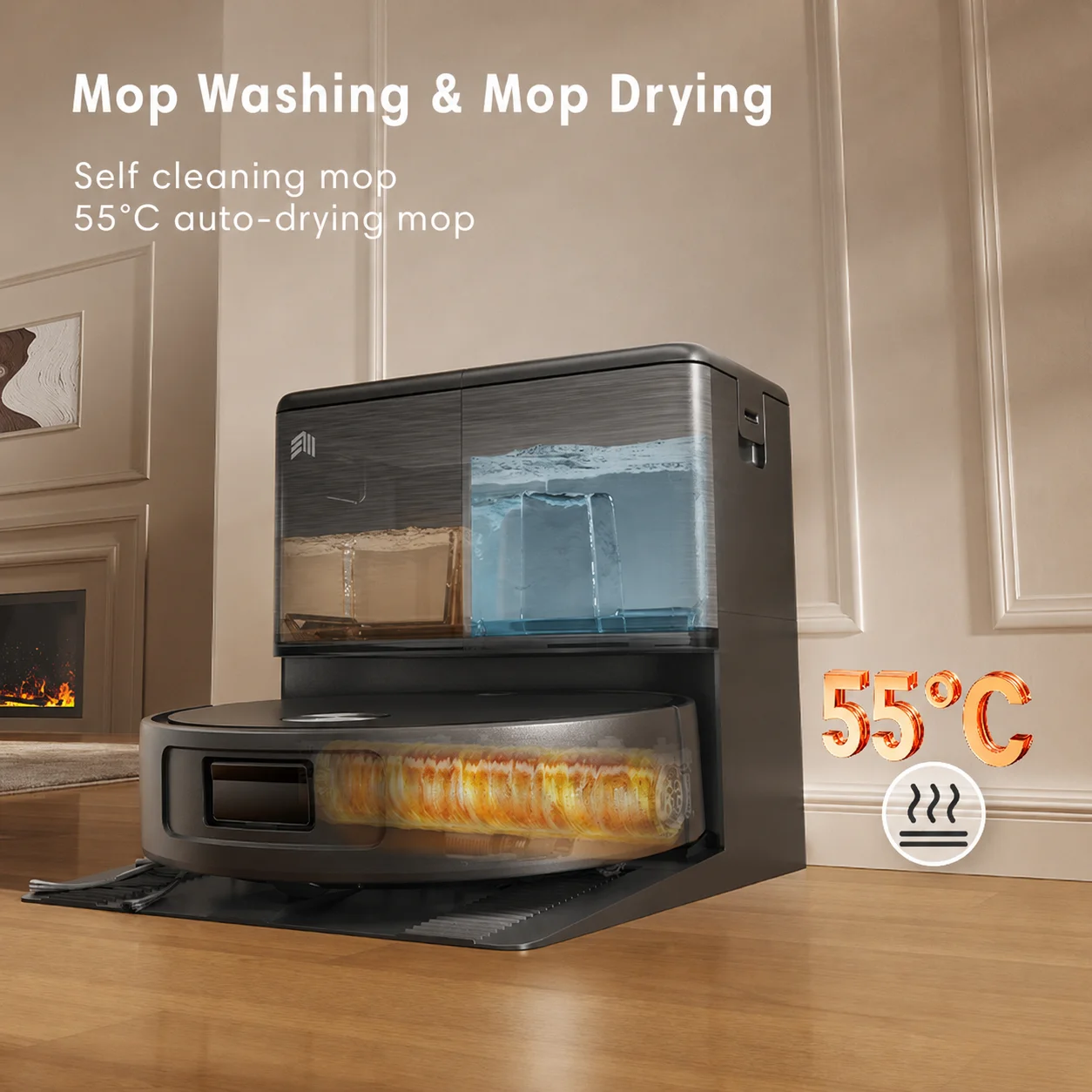 OEM ODM Fresh Water Mopping 55℃ Auto Drying Ultrasonic AI Carpet Recognition Carpet Pressurization Robot Vacuum Cleaner