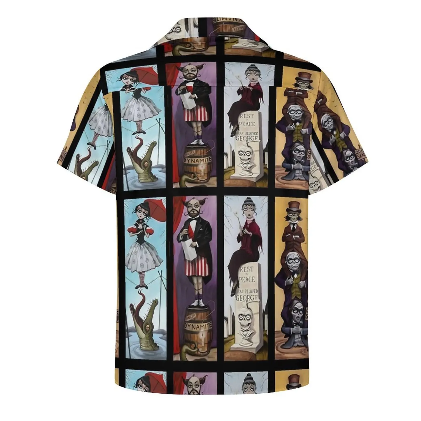 Haunted Mansion Beach Shirt Men Stretching Portraits Elegant Casual Shirts Summer Short Sleeve Comfortable Oversize Blouses