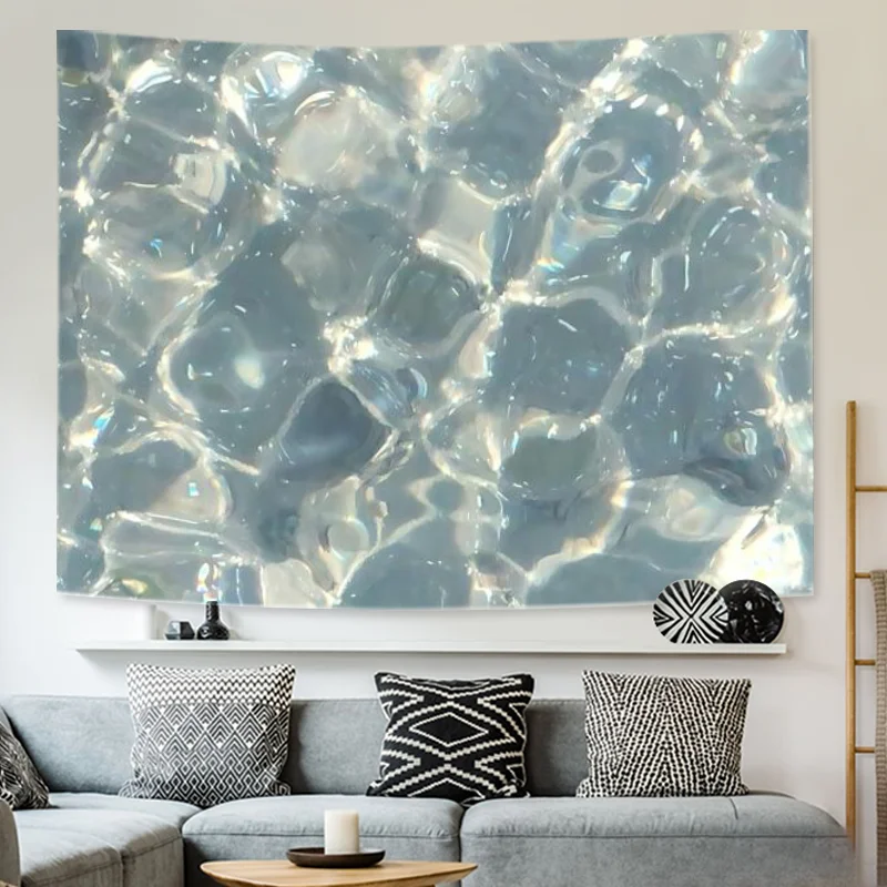 Verträumtes Wasser Welligkeit Tapisserie Polyester Wandbehang für Schlafzimmer Wohnheim Dekor enthält kostenlose Accessoires Tapisserie Geschenk für Freund
