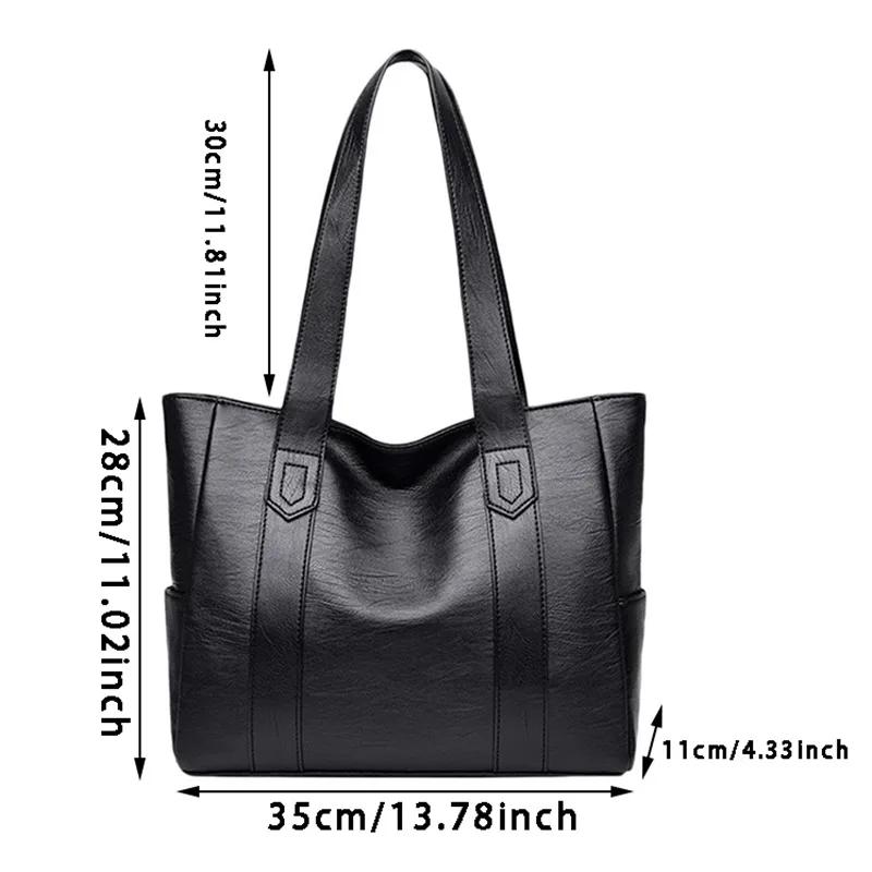 Borsa a tracolla grande in morbida pelle da donna Borsa a tracolla singola classica in tinta unita semplice casual di grande capacità