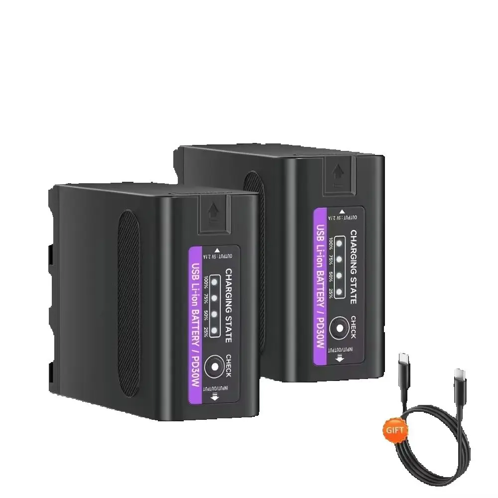 11800mAh NP-F990 Type-C Battery for Sony F970 F960 F550 F750+Type-C PD30W Cable  with LED Power Indicator New Upgrade Battery