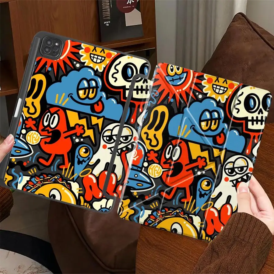 Red Graffiti Pattern Tablet Case For iPad Mini 6 7 Pro 2025 Air 4 5 M3 M2 1 2 M4 11inch 11th 10th 9th 8th 7th 12.9inch