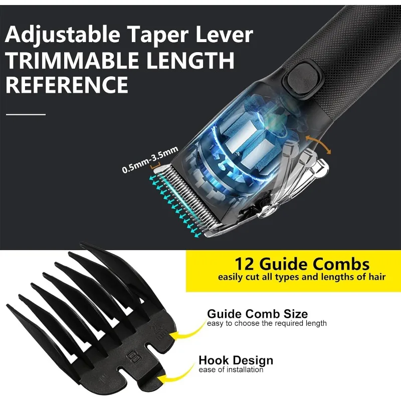 Professional Hair Clippers for Men, Electric Cordless Clippers,Trimmers Set,Nose Hair Beard Trimmer,Hair Cutting Barber Clippers