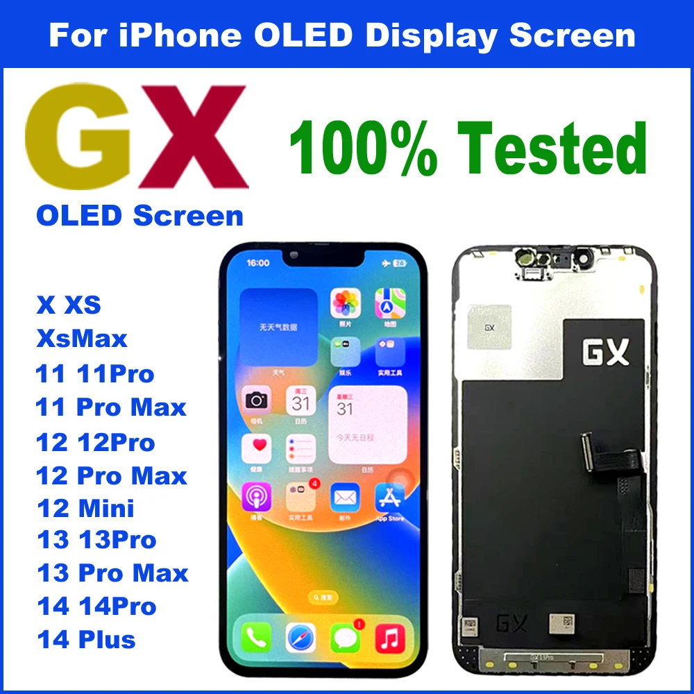 GX OLED Screen For iPhone 15 Pro Max LCD Display For 11 12 14 16