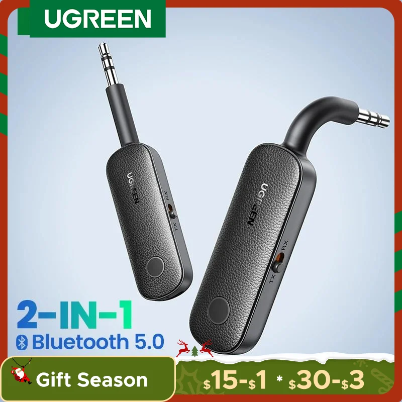 【RU】UGREEN 2-in-1 Bluetooth Adapter AUX 5.0 Wireless 3.5mm for Earphones TV Car Audio