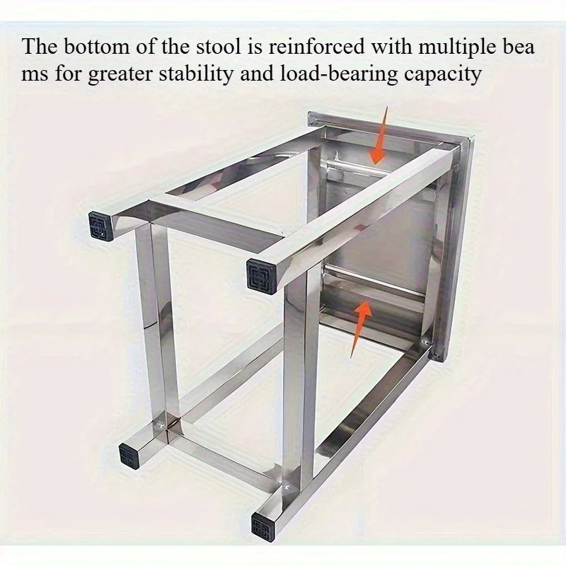 Stainless steel square stool, clean room shoe changing stool, thickened restaurant cafeteria stool image 5