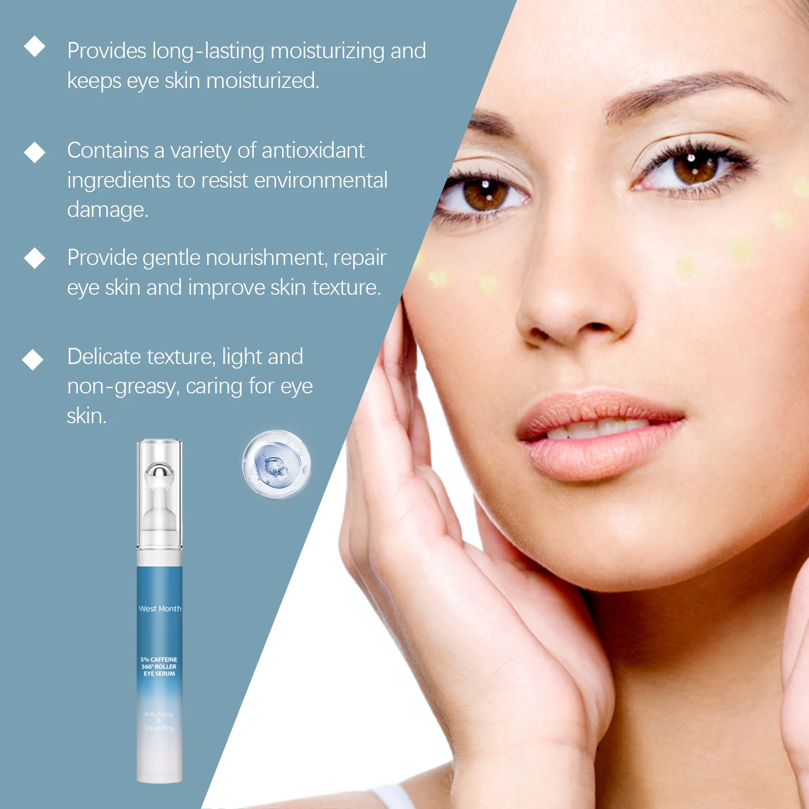 WEST MONTH Soro para os olhos Creme para aliviar o embotamento Hidratação de longa duração Fácil absorção Macio Refrescante Confortável