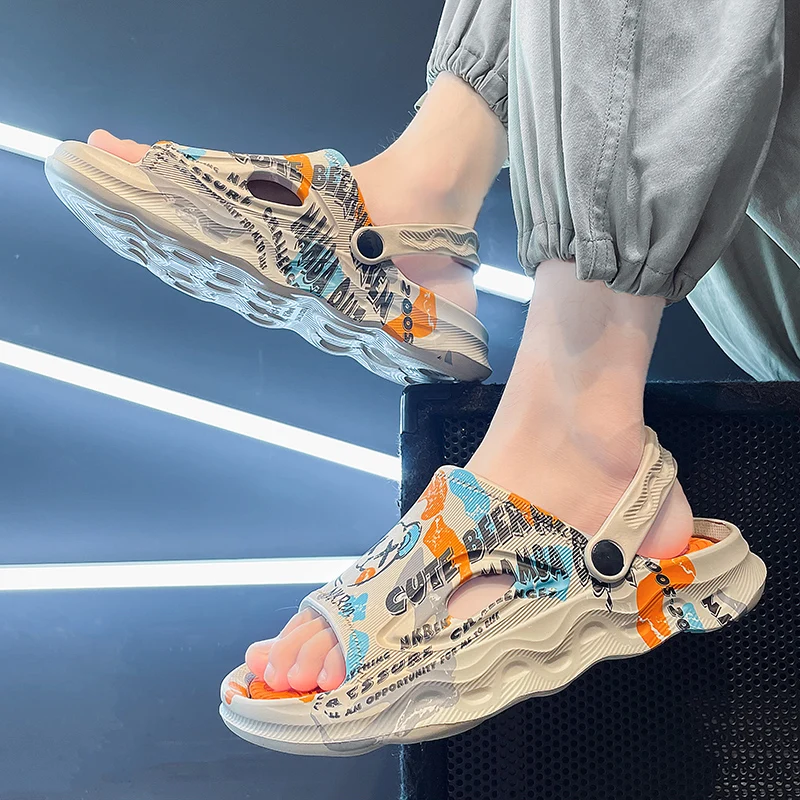 

Мужские летние уличные противоскользящие мягкие боты для вождения, двухцелевые сенсорные спортивные пляжные тапочки Thi Bot, шлепанцы из ЭВА