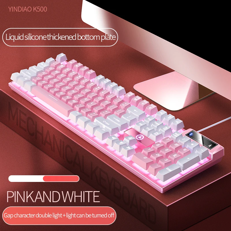Whxmsh Gaming-Tastatur mit 104-Tasten, kabelgebundene Tastatur, farblich abgestimmt, Hintergrundbeleuchtung, mechanisches Gefühl, Computer-E-Sport-Peripheriegeräte für Desktop-Laptops 7