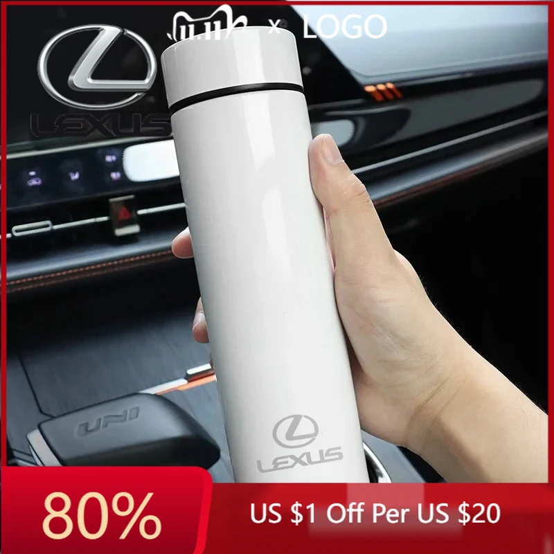 

2026 Hot Interior Stickers 500ml Portable Car Smart Thermos Water Bottle Cup Auto Accessories For Lexus GS NX RX GX460 Fsport GX