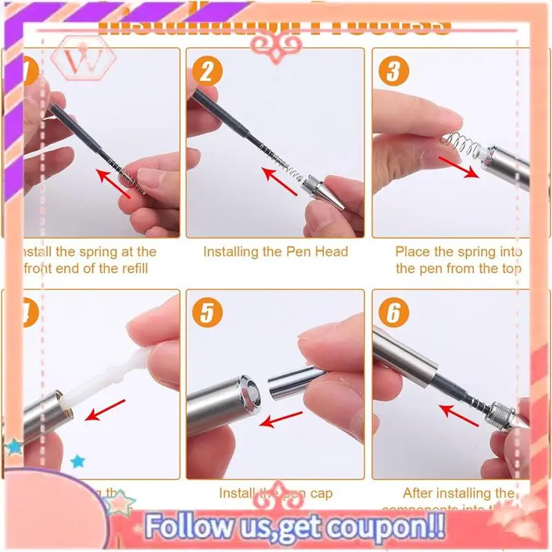 

Upgraded Epoxy Glitter Pen Stainless Steel Pens Silicone Plug Silicone Pen Caps Tools For DIY Glitter Pen