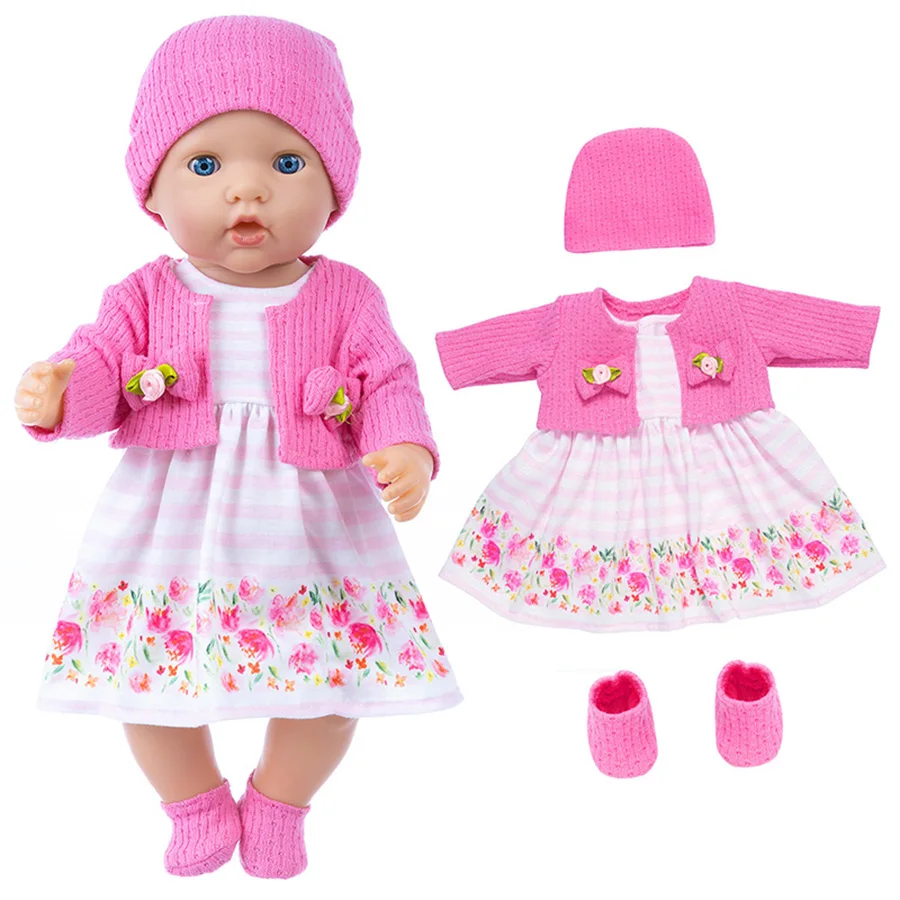 18inch New Born Baby Doll Clothes 45cm Reborn Doll American Doll Clothing Accessories Pink Casual Clothes Set Kids Toy Girl Gift