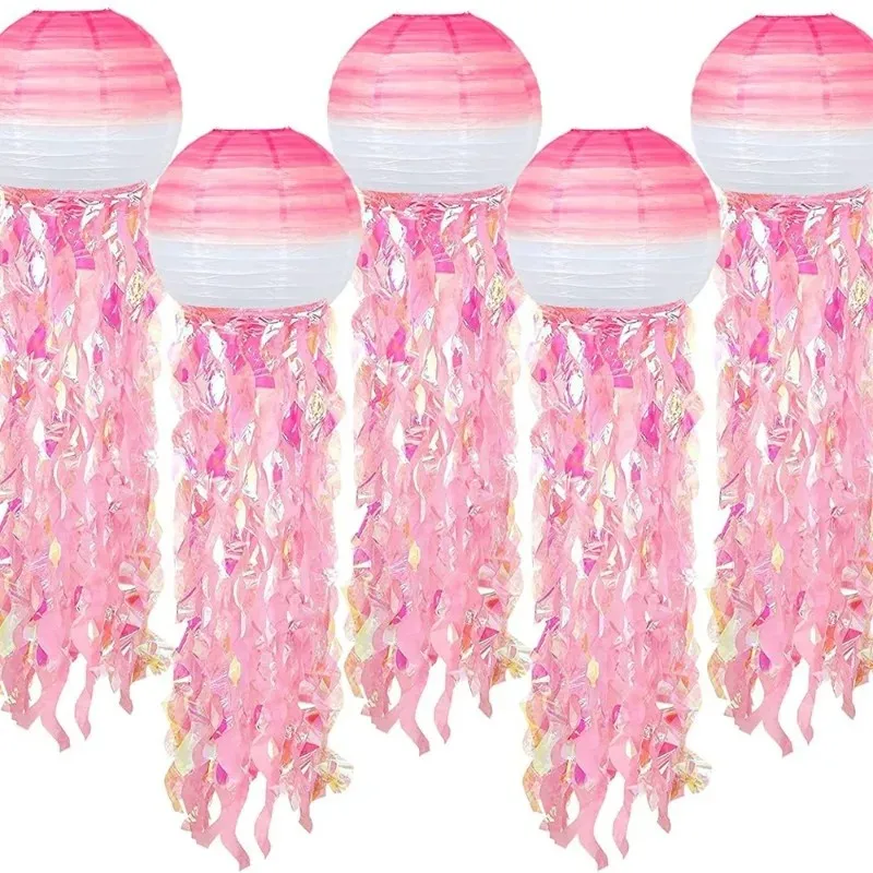 New Top Quality Mermaid Jellyfish Ocean-Themed Decorative Party Paper Lanterns with Steel Wire for Festive Lighting view 2