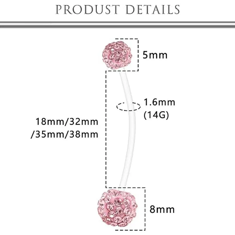 4Pcs Set Belly Rings Maternity Belly Button Rings Acrylic Long Bar Navel Ring for Maternity Sport Pregnant Different Length