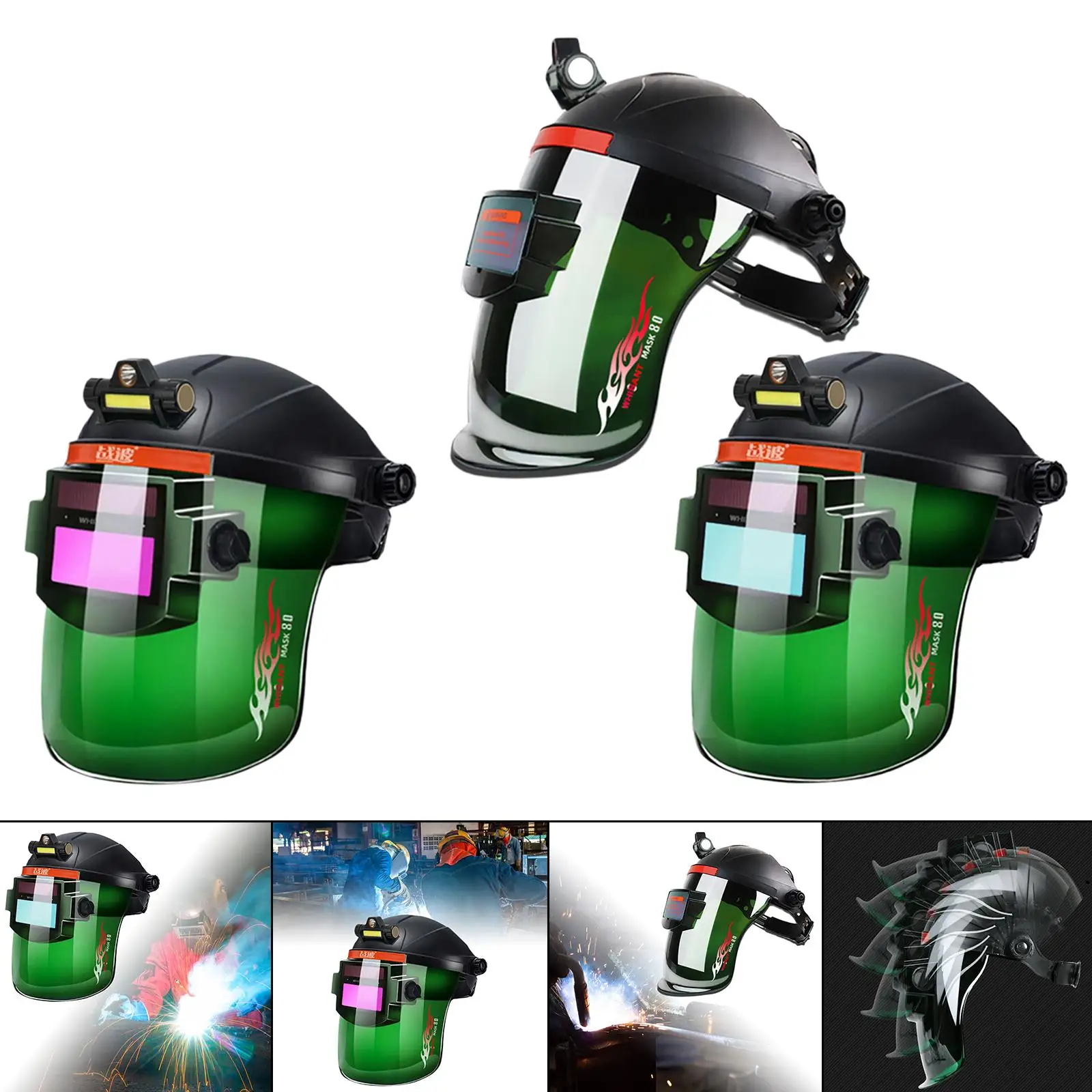 Helm las tenaga surya gelap otomatis, tudung profesional untuk menggiling