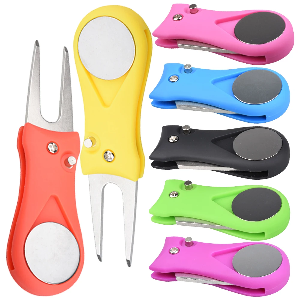 1 قطعة أداة إصلاح ديفت الغولف قابلة للطي مع علامة الكرة-مفتاح نمط الملعب شوكة والأخدود الأنظف المحمولة إكسسوارات الغولف