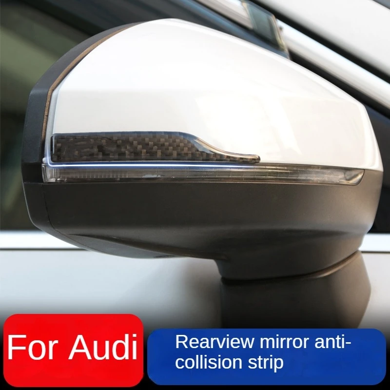 

2Pcs For Audi Rearview Mirror 3D Sticker Car Anti-collision Strip Carbon Fiber Trim