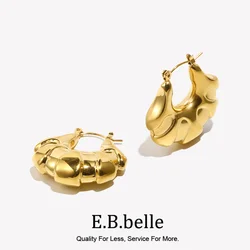 E.B.belle Trendy Special Purse Bag Shaped Gold Plated Light Weight Hoop Earrings For Woman Party Stainless Steel Earring Jewelry