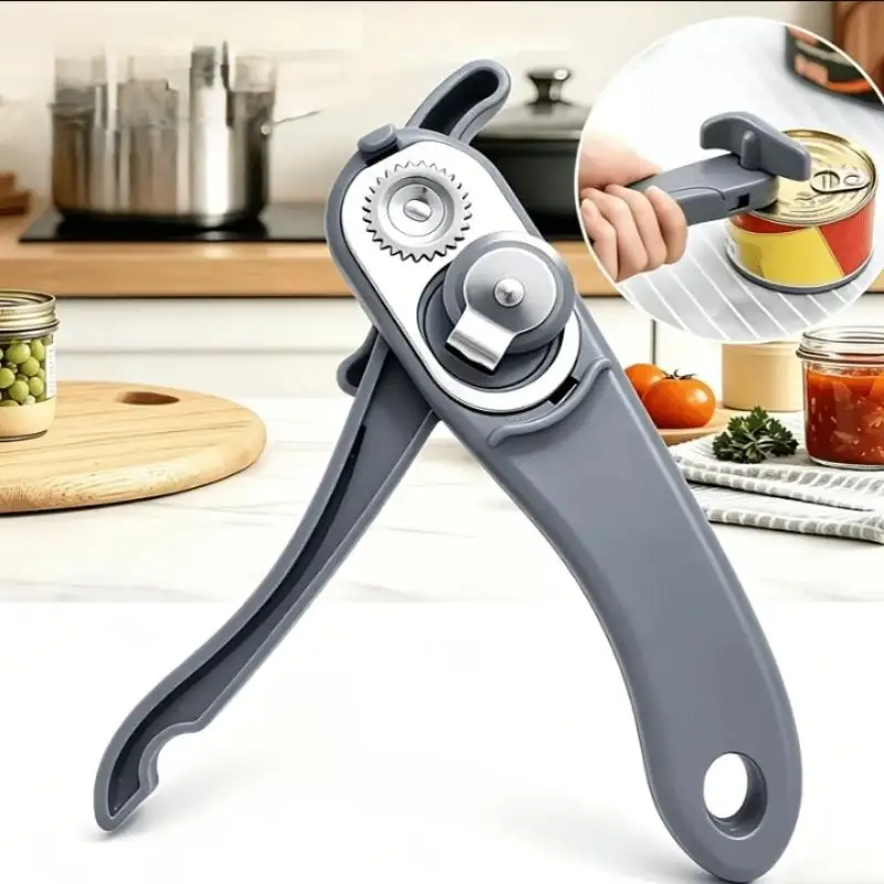 Portable Multi-Function Manual Can Opener Non-Slip Plastic Kitchen Bottle Opener for Outdoor Barbecue Home Use