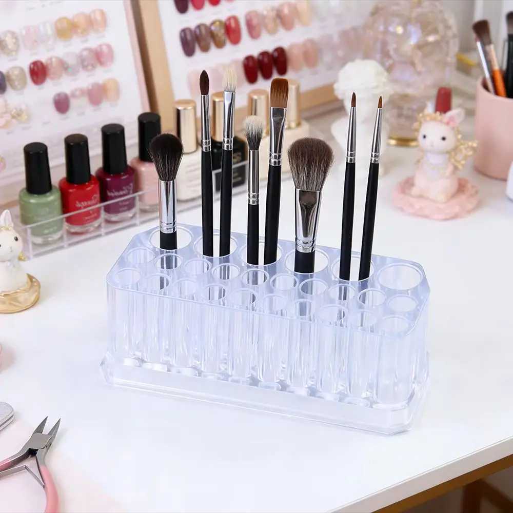26-Hole Clear Thickened Wear-resistant Manicure Brush Storage Organizer Acrylic Nail Pen Holder Space-saving Nail Art Tool Stand