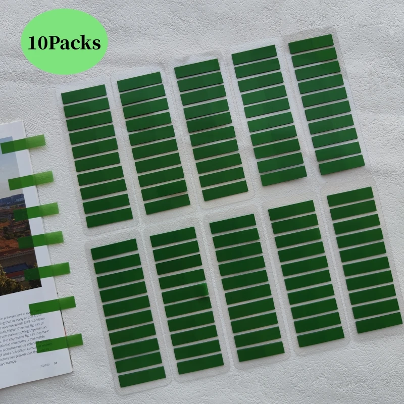 10Packs 2000 Sheets Transparent Sticky Notes Self-Adhesive Annotation Books Bookmarks Memo Pad Index Tabs Stationery