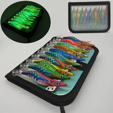 10 PCS Squid fishing bait squid hook sea fishing bait luminous squid hook squid bait luminous wood shrimp