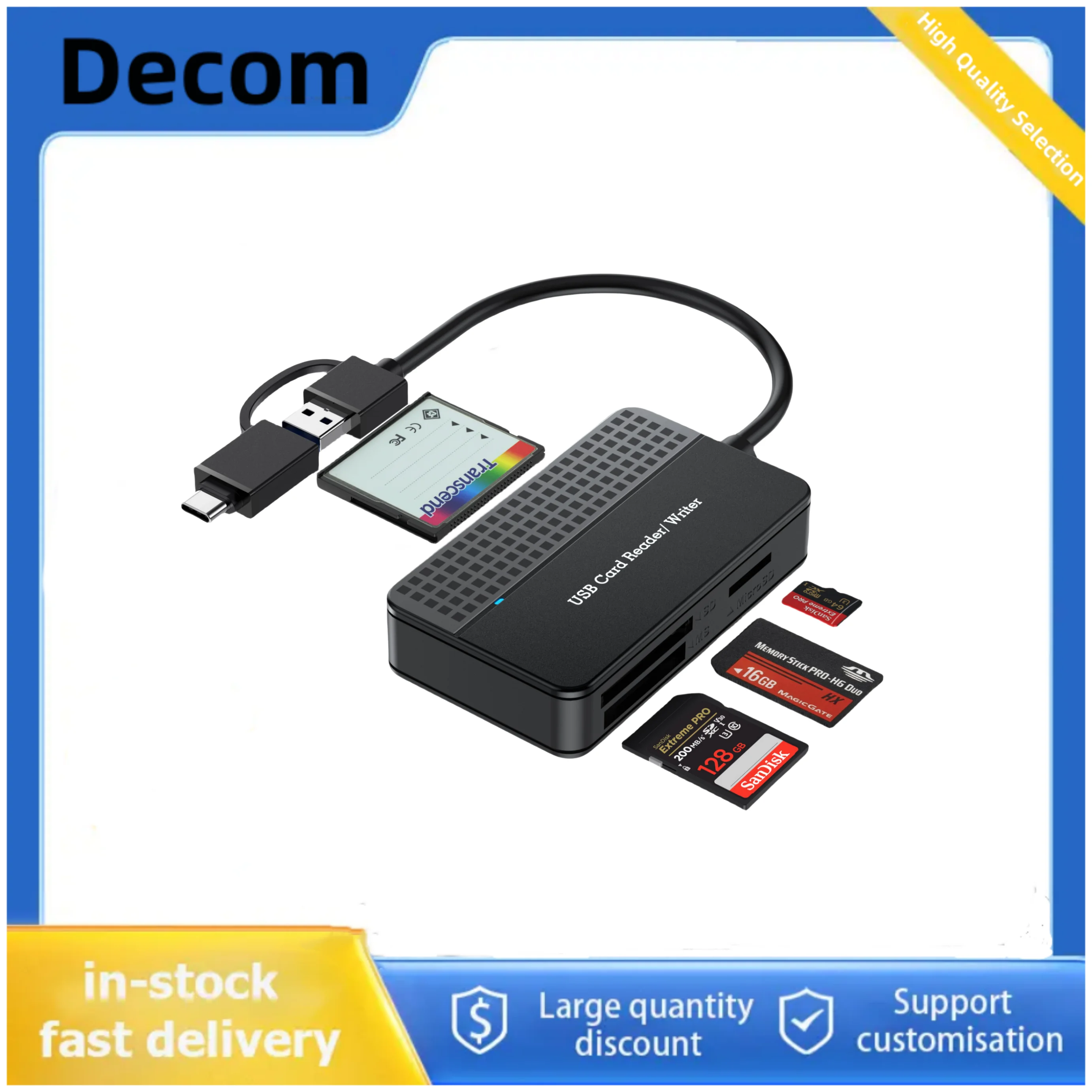 

High-Speed Multi-Functional Wired Card Reader Type-C 4-in-1 OTG SD TF Memory Card Storage Micro Camera for Data Transfer