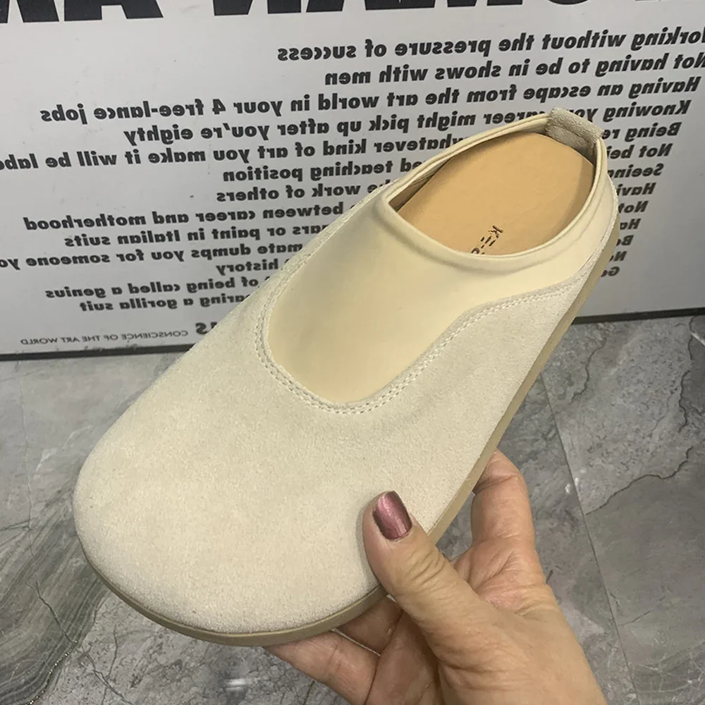 Careaymade-Genuine leather Fashion Women Slippers Mullers Plus Size Summer Casual Women Shoes Antislip Flat Sandals Half Slipper