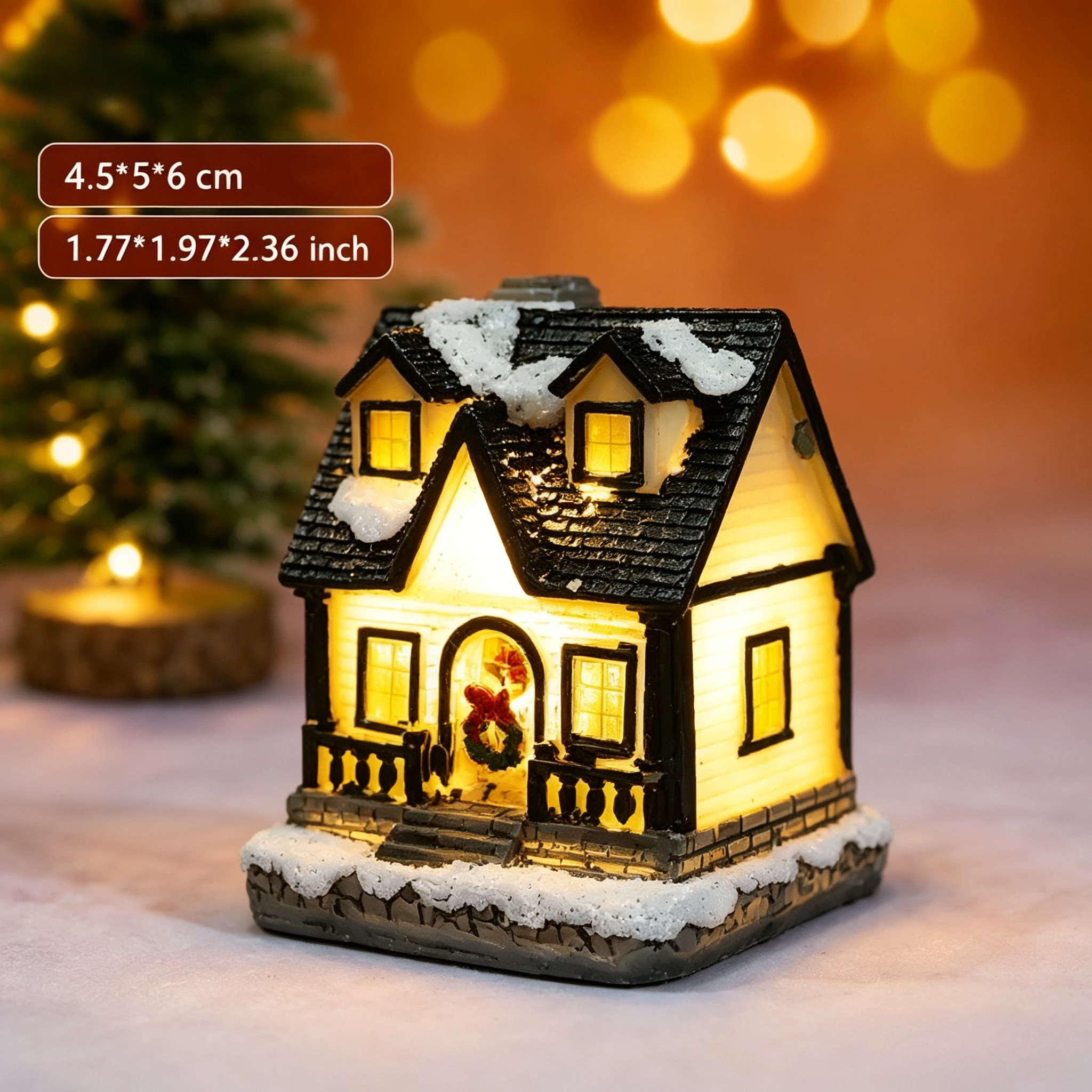 1‑6Pcs Christmas LED Night Light Luminous Snow Castle House Sculpture Ornaments Indoor Holiday Gift Home Xmas New Year Decor