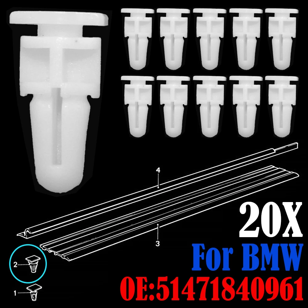 20Pcs 51471840961 For BMW 3 5 7 Series E30 E36 E39 E38 750Li Door Sill Cover Plate Trim Mounting Rivet Clips Retainer Fastener