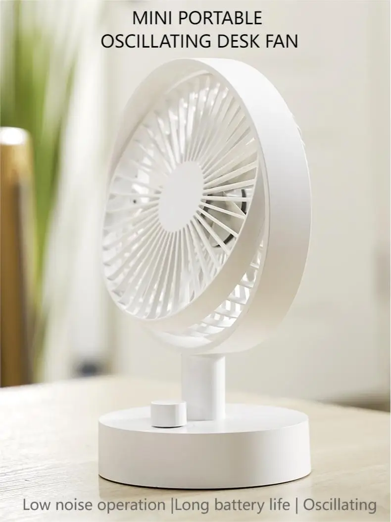 

Desk fan/4000mAh Battery 17.5h Runtime|Adjustable Angle|Auto Oscillation /USB Charging-Ideal for Home,Office,and Outdoor Use