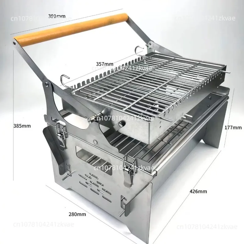 Flip Charcoal Barbecue Grill Household  Detachable Rotating Mesh Grill