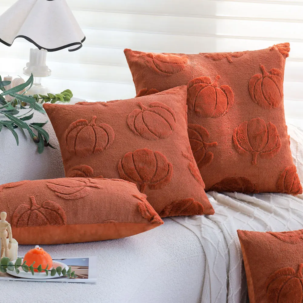 

Плюшевая наволочка с тыквой 30x50/45x45/50x50, оранжевая декоративная наволочка для дивана-кровати, дивана, мягкая пушистая наволочка для домашнего декора